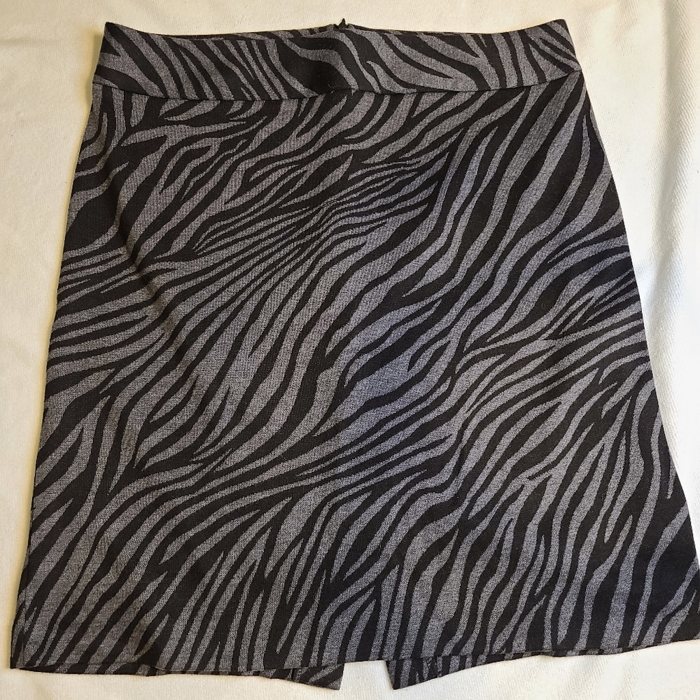 Studio Works Black and Gray Zebra Print A-Line Skirt